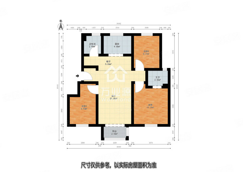 滨旅景熙3室2厅2卫120.95㎡南北135万