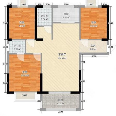 中顺紫金苑3室2厅2卫131㎡南北39.8万