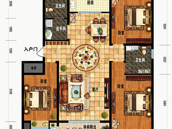 东营东营区东城华瑞小区(东区1-47)空调四个!华瑞小区75平3室1厅1卫家具家电齐全带储藏室出租房源真实图片