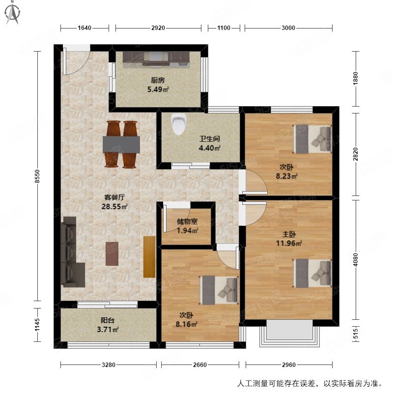 崇贤祥生群贤府3室2厅