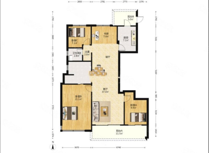 招商闻博花城|建设一路4室2厅2卫151.47平方米