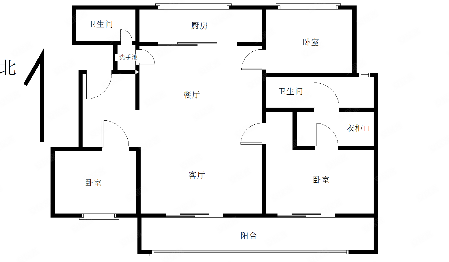 越秀臻悦府3室2厅2卫119.29㎡南北105万