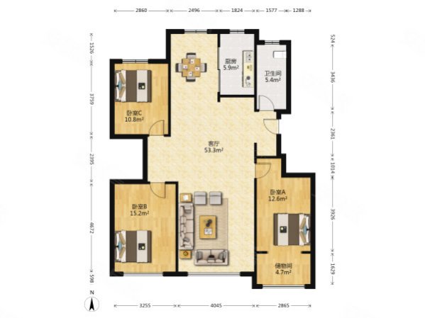 恒信伯爵公馆5室3厅2卫139㎡南北145万