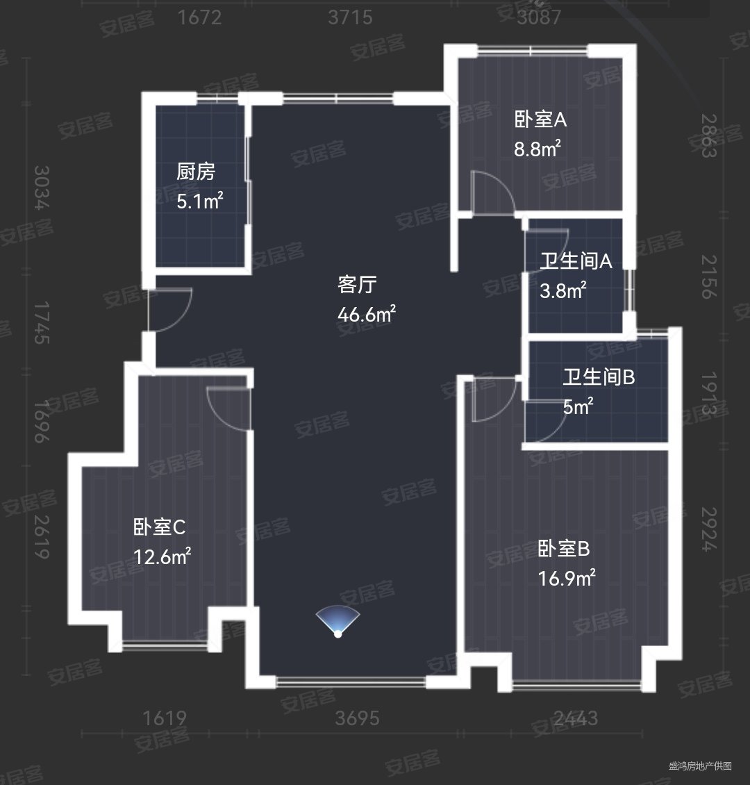 龙湖天璞3室2厅2卫126㎡南210万