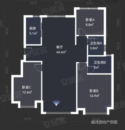 龙湖天璞3室2厅2卫126㎡南210万