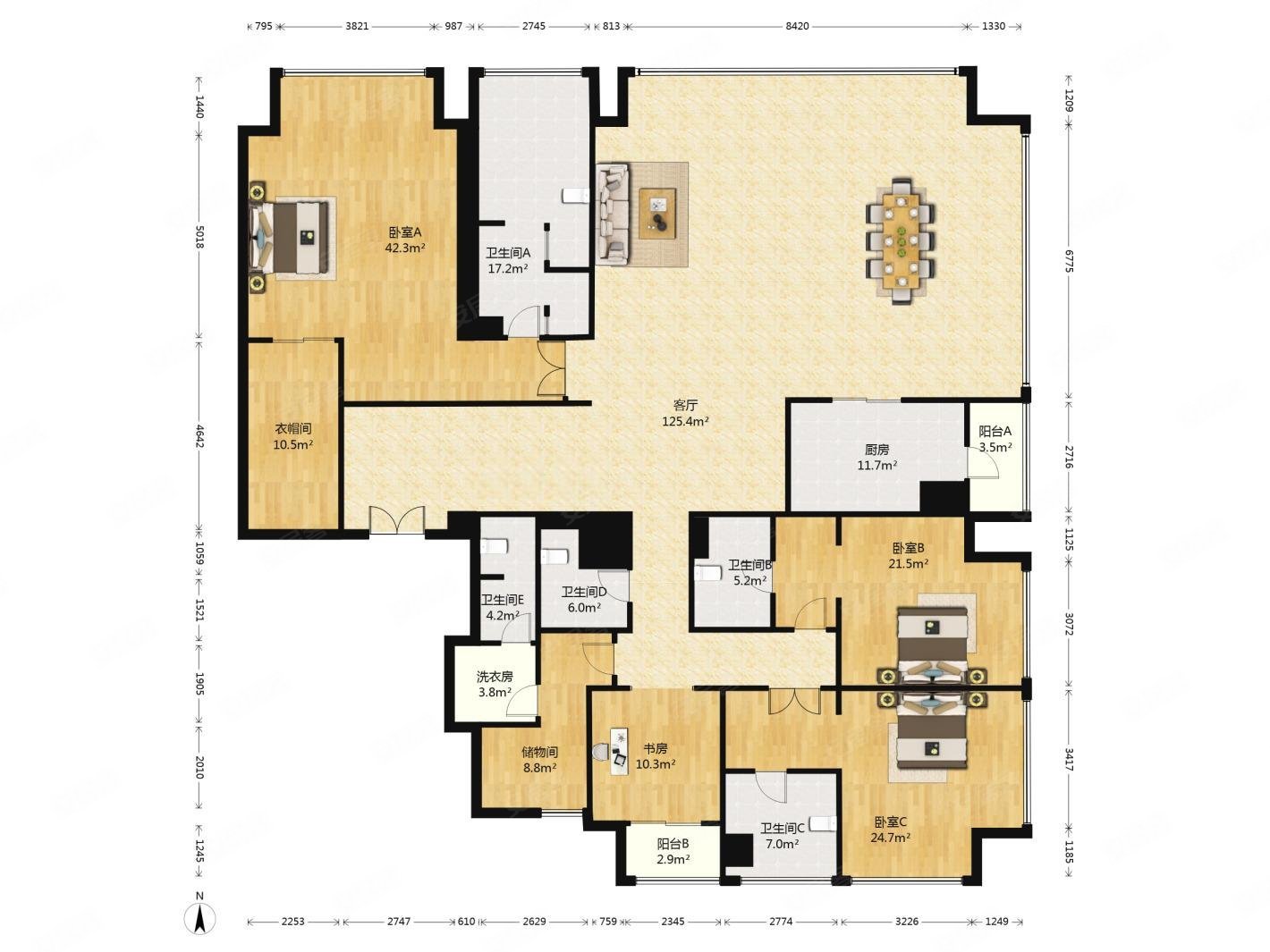 980万保真出售融创玖玺台4房3厅5卫豪装正看江景