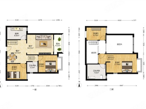 【多图】同创誉城,南村镇租房,同创誉城 复式4室2厅2卫 南北通透 随时