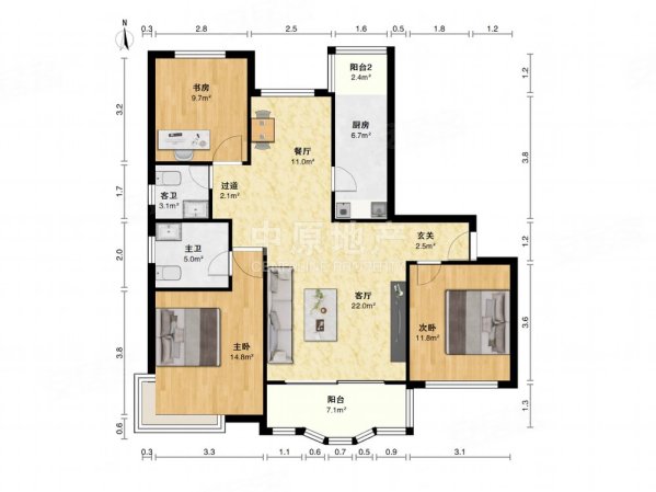 紫罗兰家苑3室2厅2卫127.23㎡南1139万