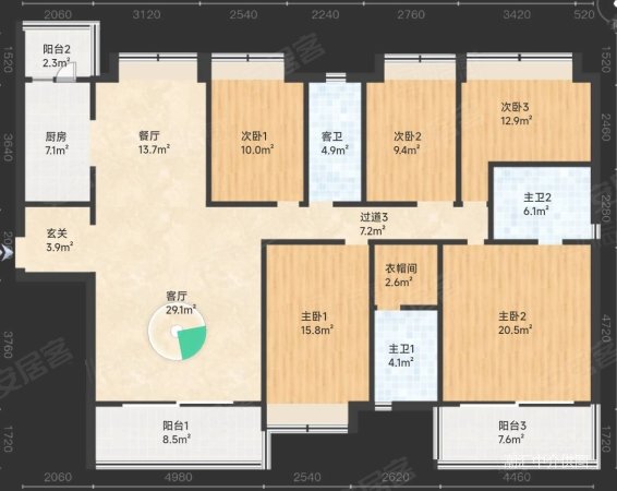 碧桂园天玺湾5室2厅3卫238㎡南北221万