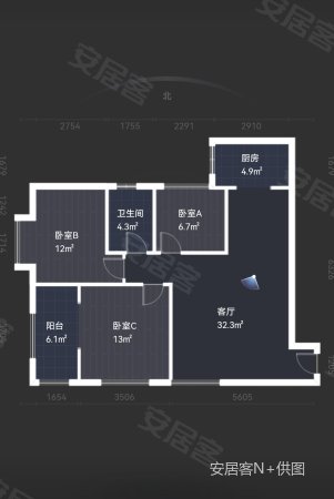 卡布奇诺国际社区3室2厅1卫107.02㎡南179万