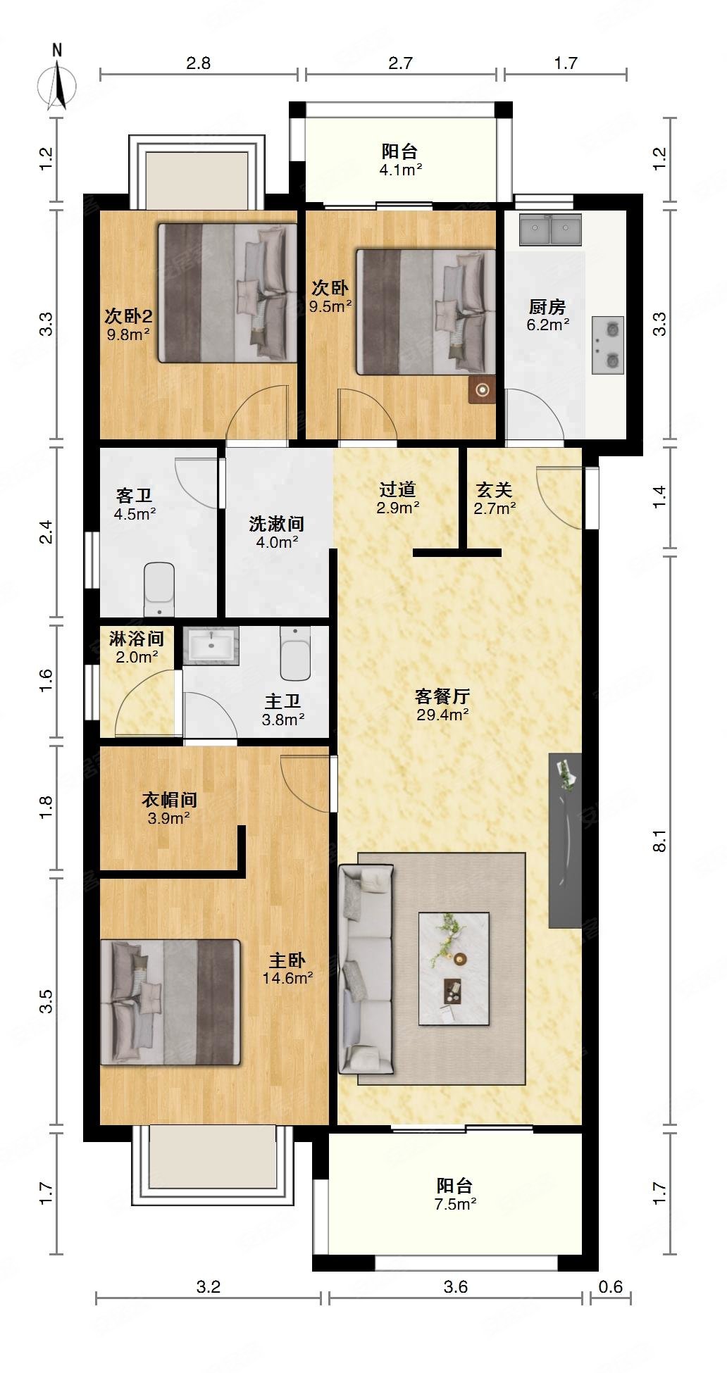 满二钥匙看房,泛悦城二手房,352万,3室2厅,2卫,142.29平米-武汉安居客