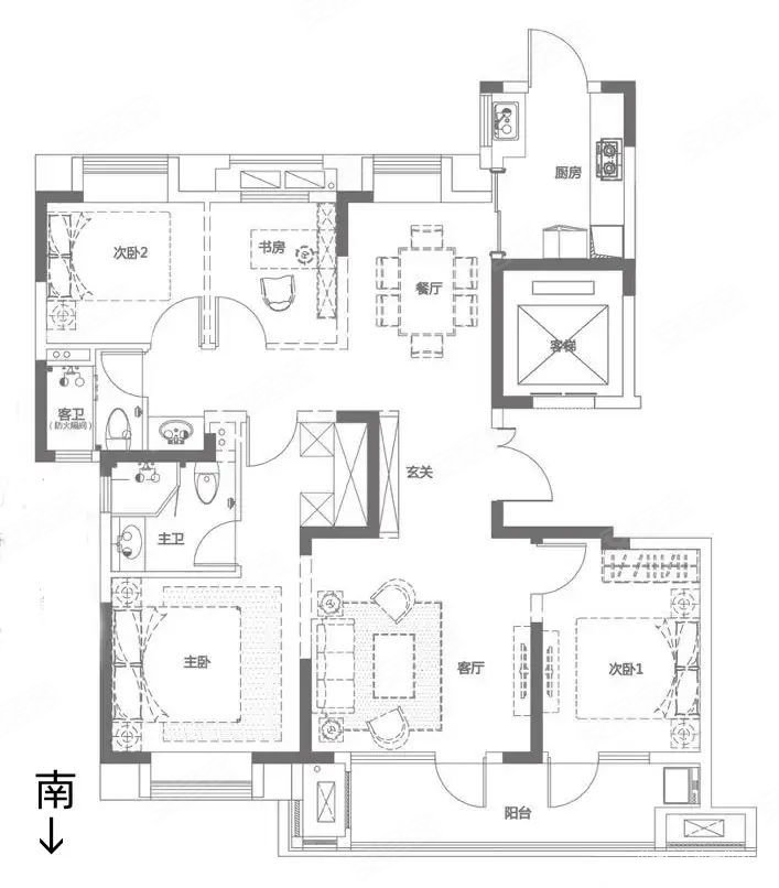 融创观澜府4室2厅2卫140.61㎡南北179万