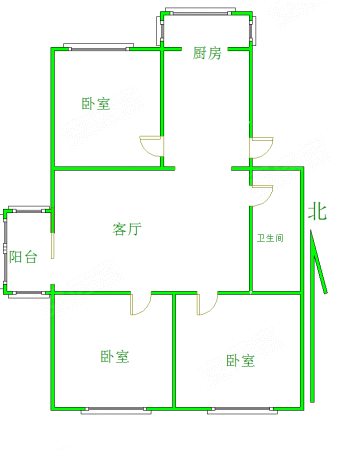 龙庆望都佳园3室1厅1卫92.68㎡南北100万