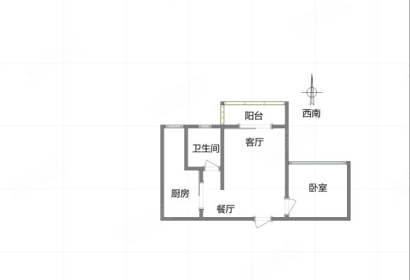 上品拾陆1室1厅1卫54.86㎡西南63.8万