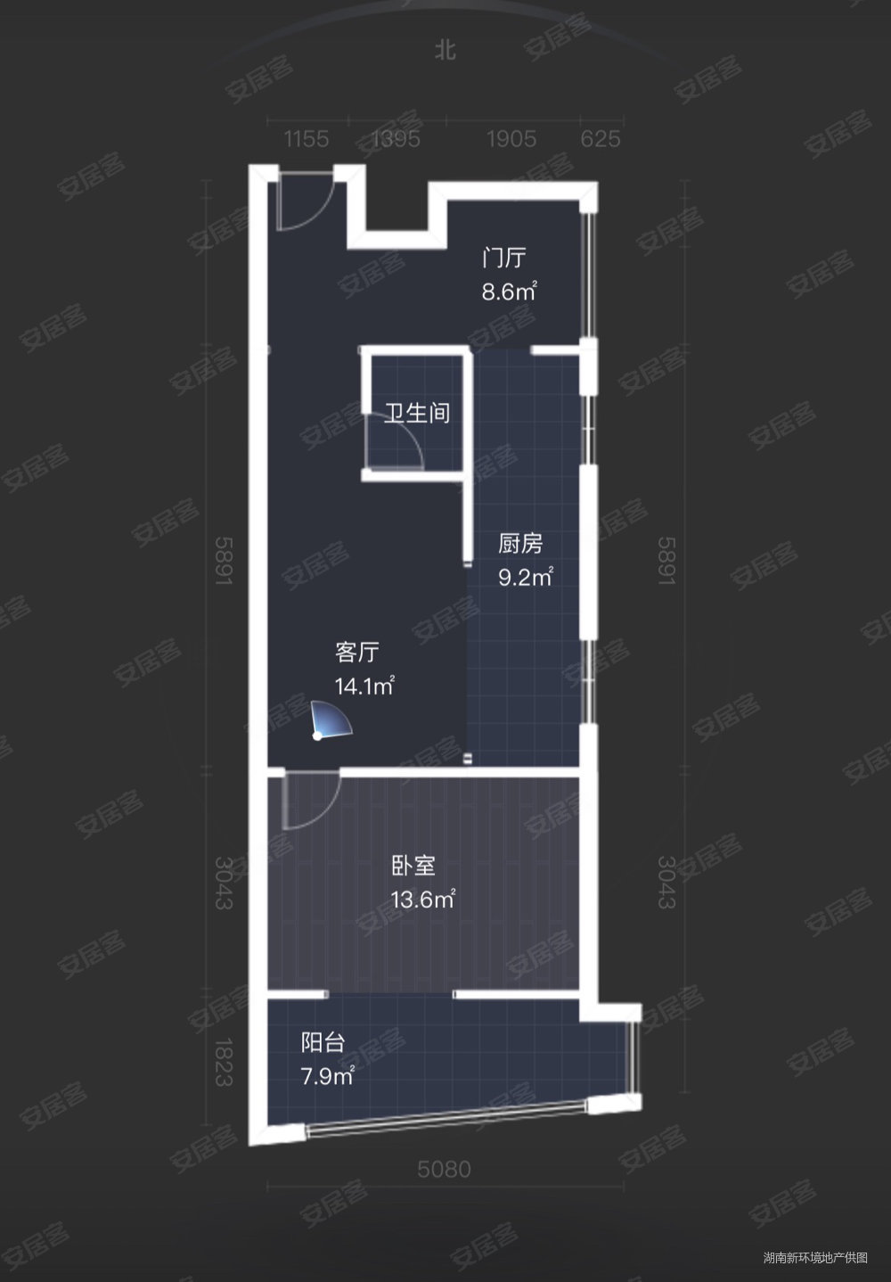 华银南苑融域2室1厅1卫62.59㎡南72.6万