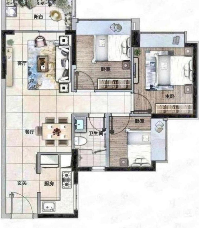 时代天韵3室2厅1卫88.84㎡南270万