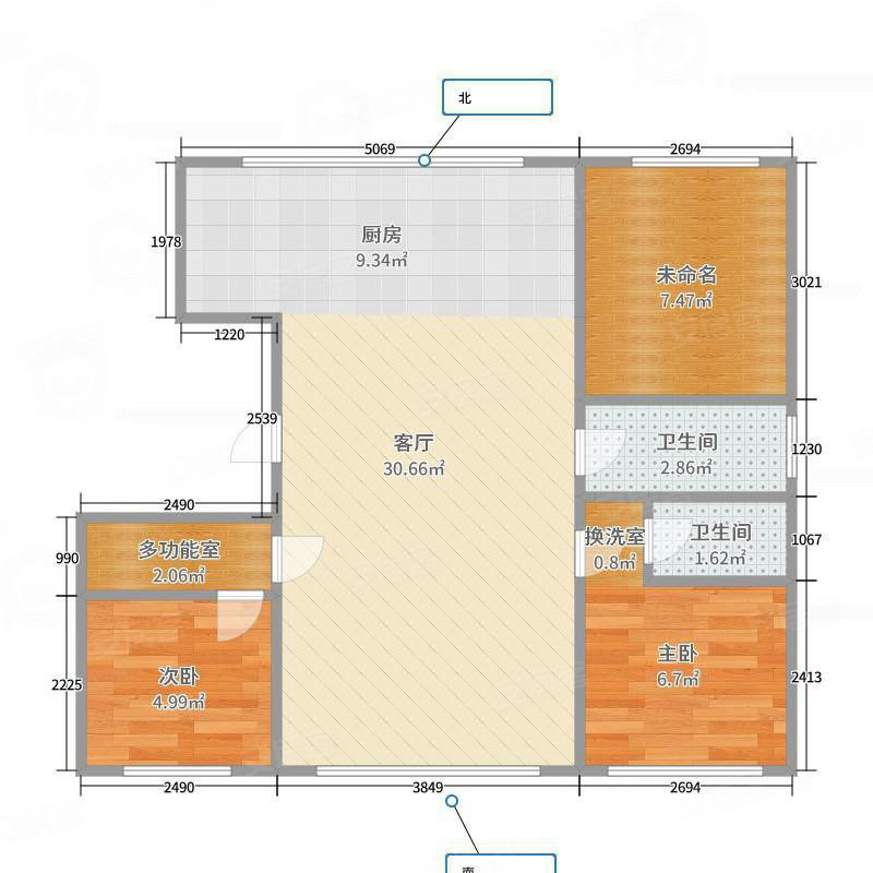 盖亚国际B区3室2厅2卫157㎡南北99.8万