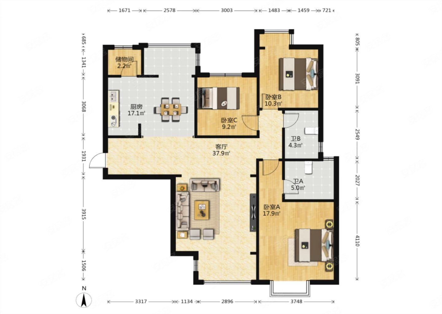 房东急售龙城公园首开国风140平大三居精装好楼层