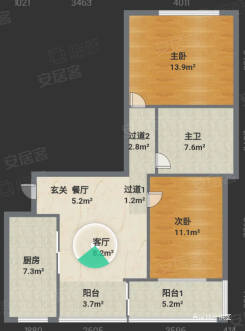 沔溪苑2室2厅1卫72.3㎡南北350万