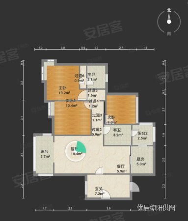 田森奥林春天(二期)3室2厅2卫112㎡南105万