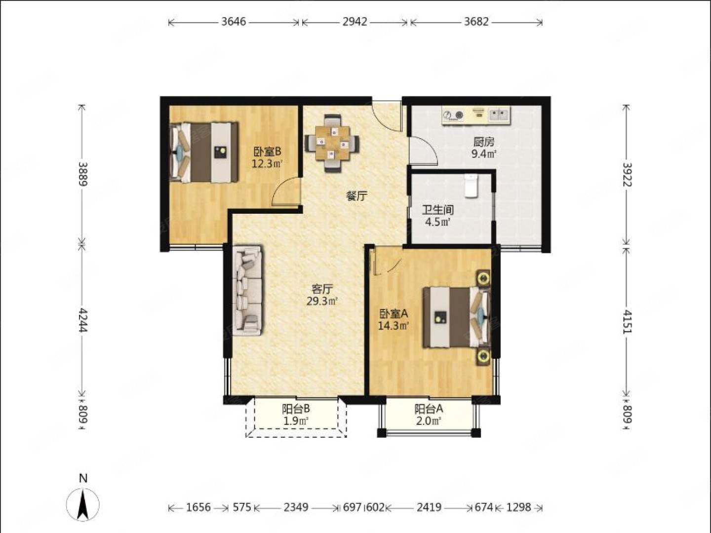满五 近地铁 带电梯 楼层好 近医院 南向采光好,西部俊园二手房,1050