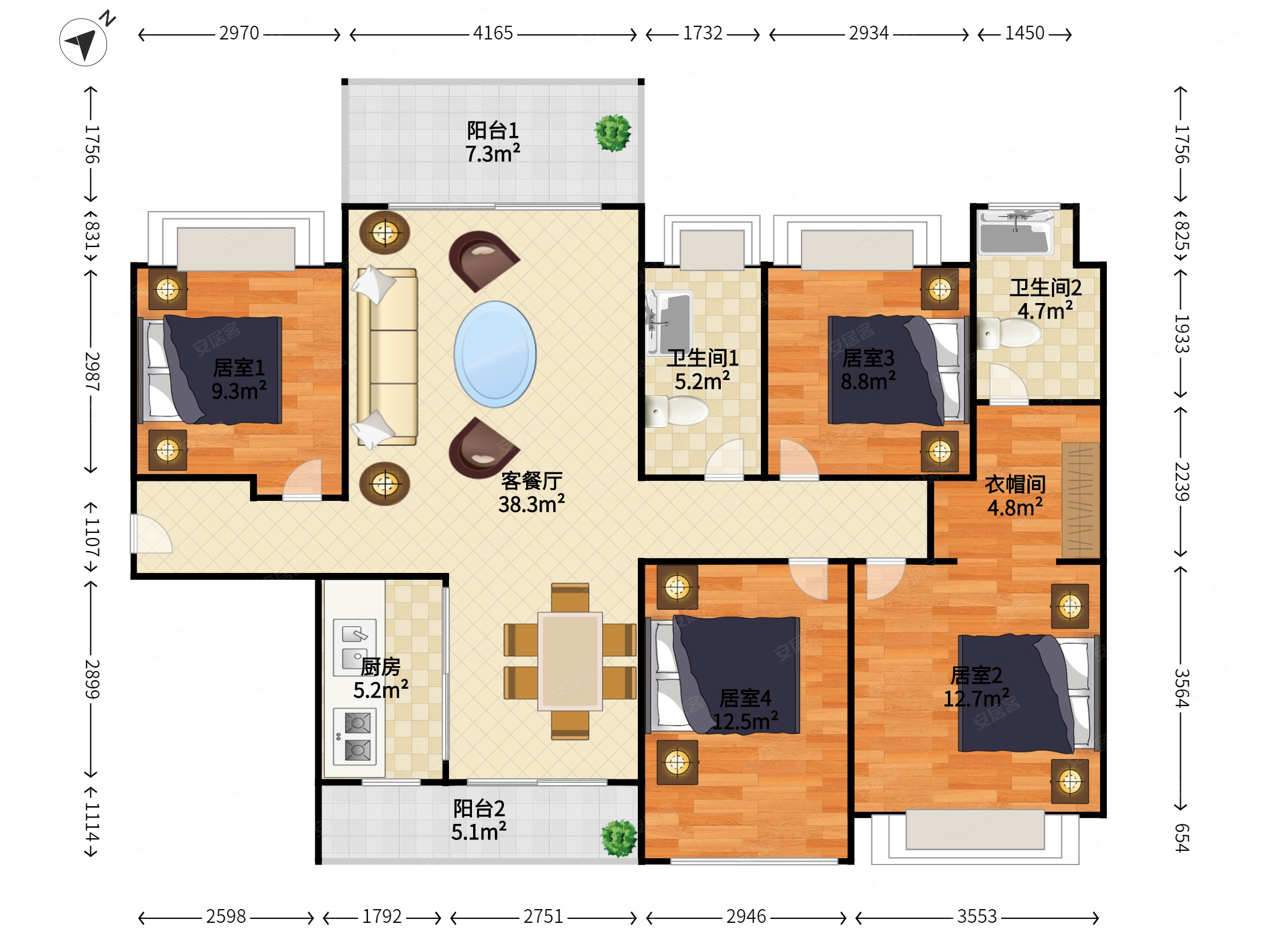 泰禾佛山院子4室2厅2卫143.27㎡南北378万