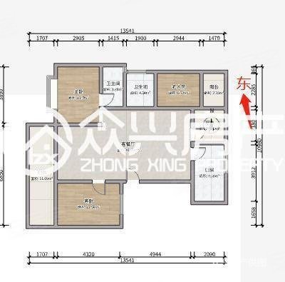 春丰阳光里3室2厅2卫117㎡南106.8万