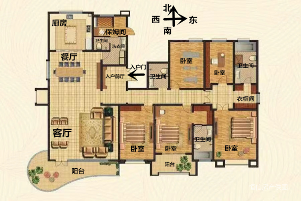 北斗山河城4室2厅3卫334㎡南北480万