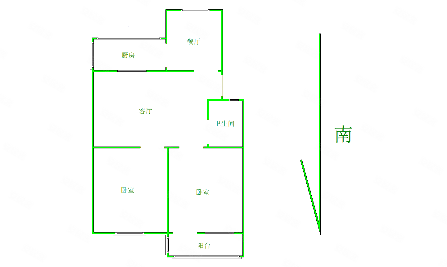 鸿运小区(涧西)2室2厅1卫67㎡南北43万