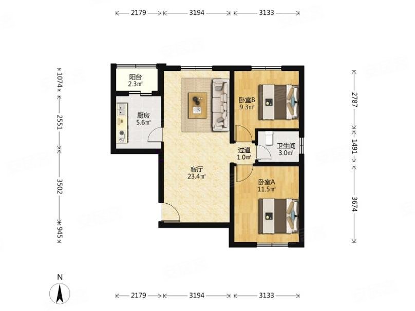 ( )地铁700米 全明格局2居室 可以大聊,朝丰家园(15号院)二手房,320万