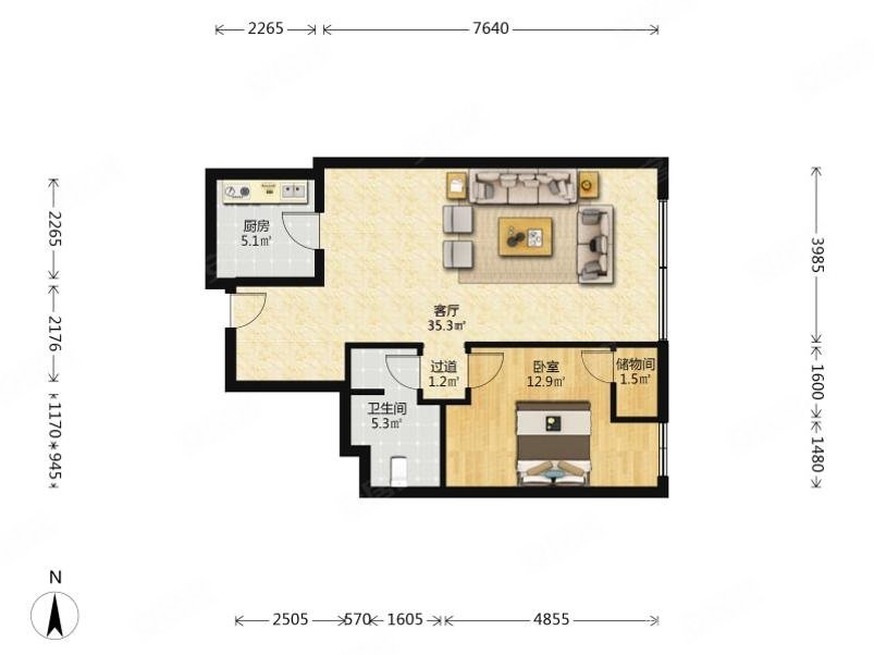 满五年,诚意出售,圣世一品二手房,860万,1室1厅,1卫,84平米-北京安居