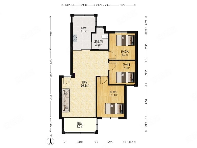 地铁口,满五年红本在手,中间楼层,看房方便,南和花园二手房,220万,3室