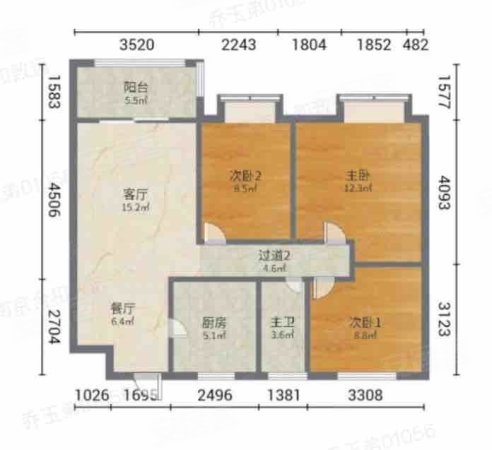 中海左岸澜庭3室2厅1卫97.75㎡南235万