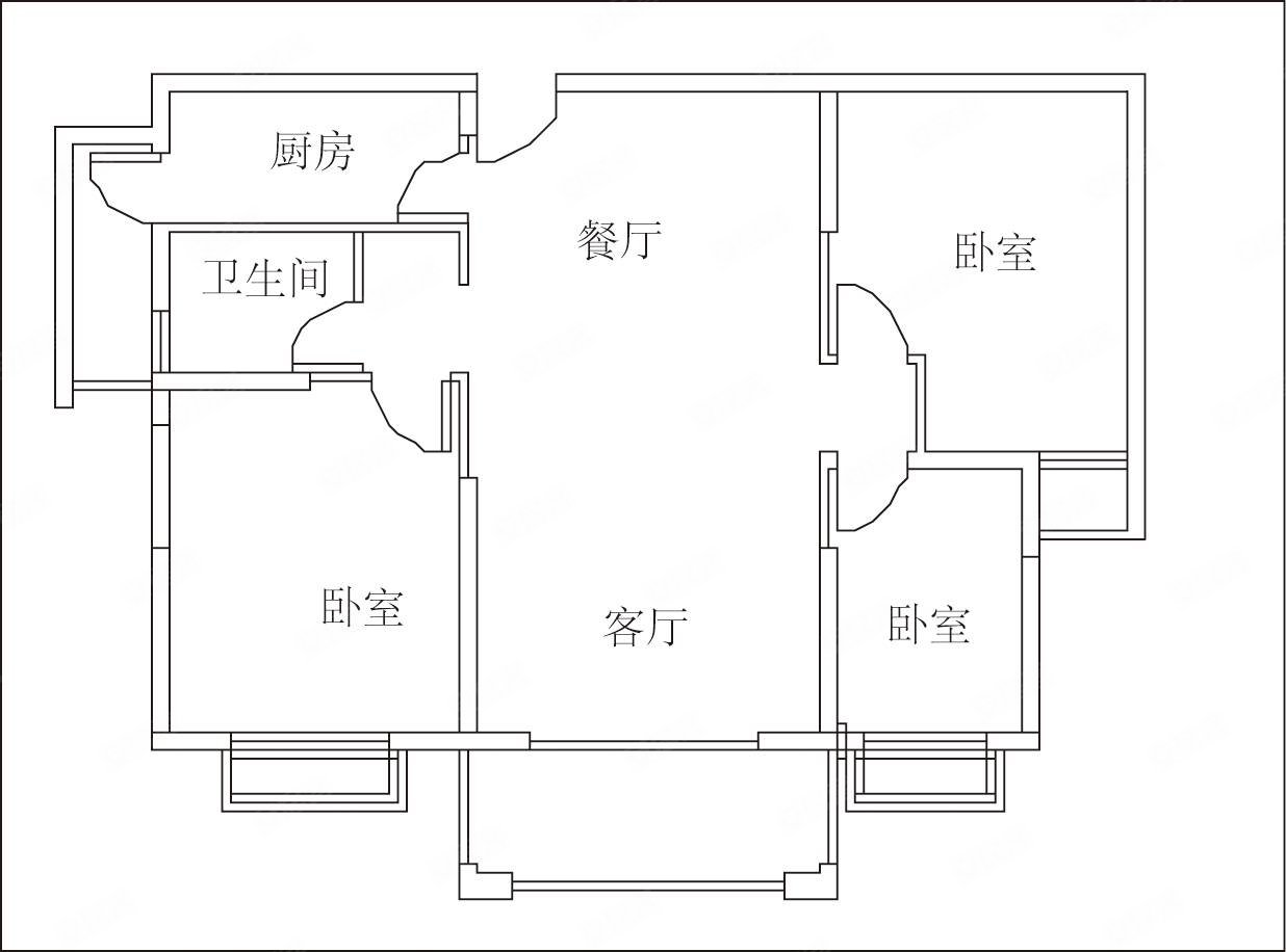 帝景城电梯洋房飞机户型精装3室带大落地阳台全天采光