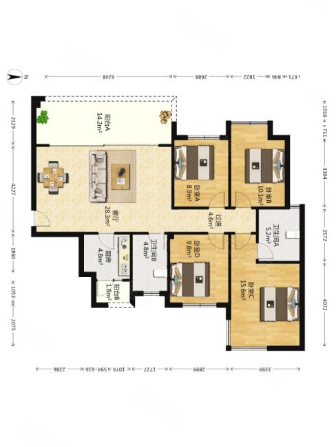 武侯区 西派城a区 135户型 精装套四双卫  带地暖