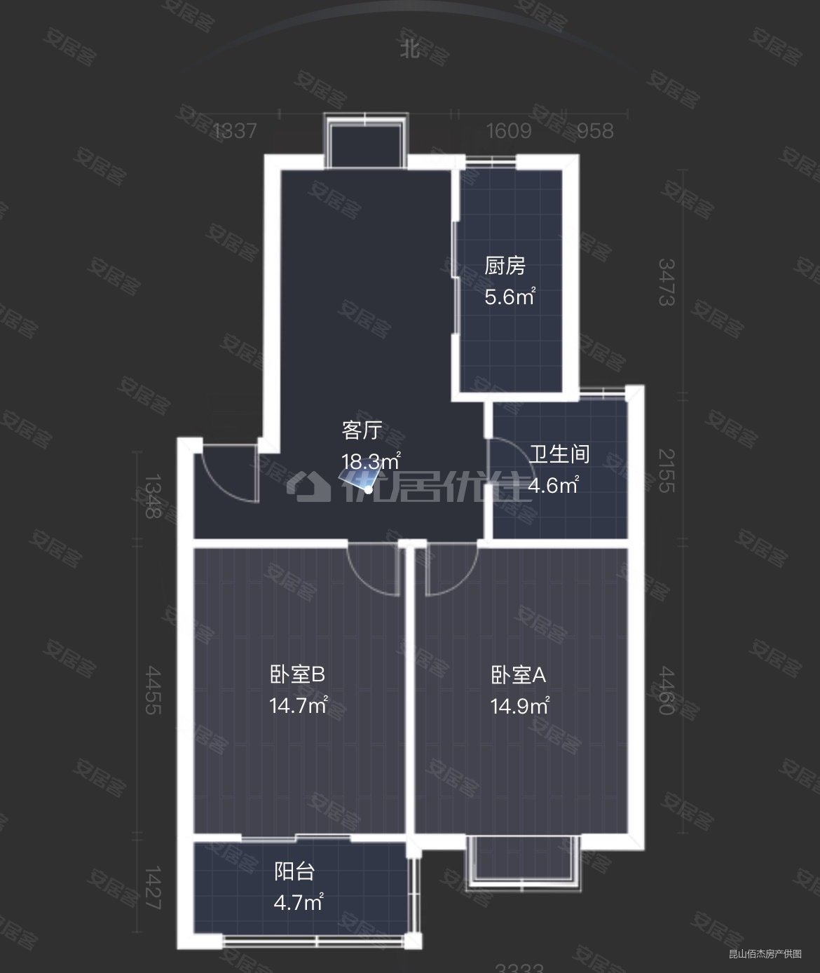 精准全配 多层得房率高,东方家园(昆山市)二手房,95万,2室2厅,1卫,81