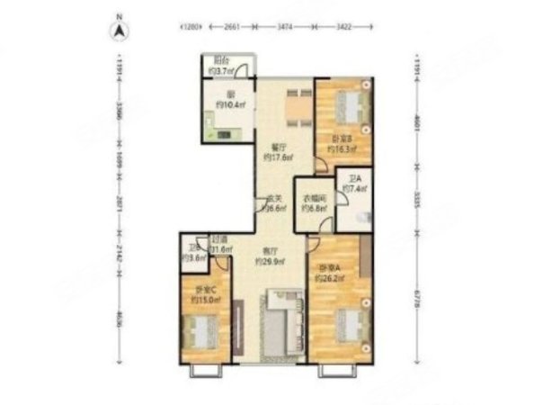 西城区融街闹市口北京尊府3室2厅2卫带车库品质小区