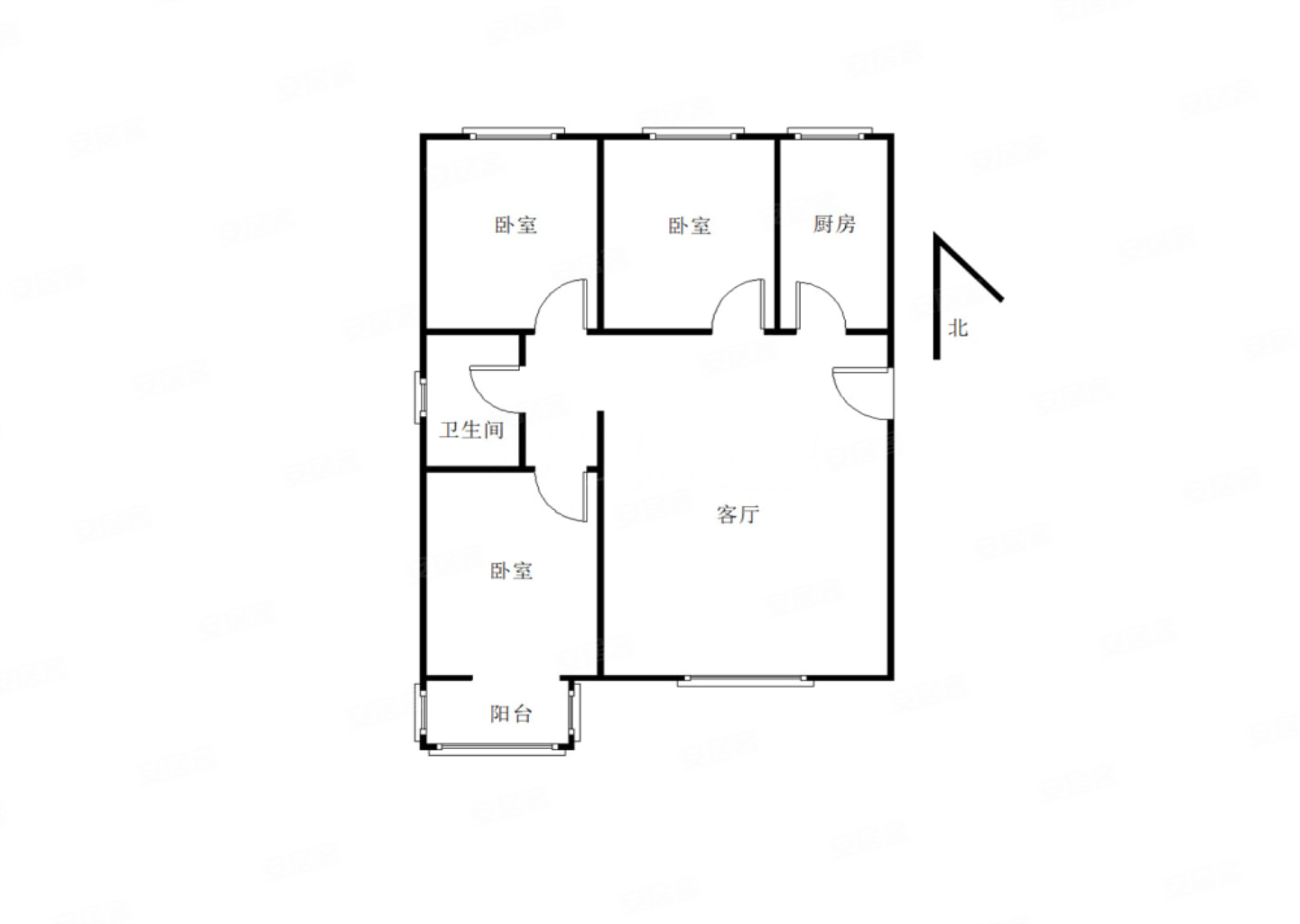 铭豪嘉苑3室2厅1卫125.23㎡南北97万