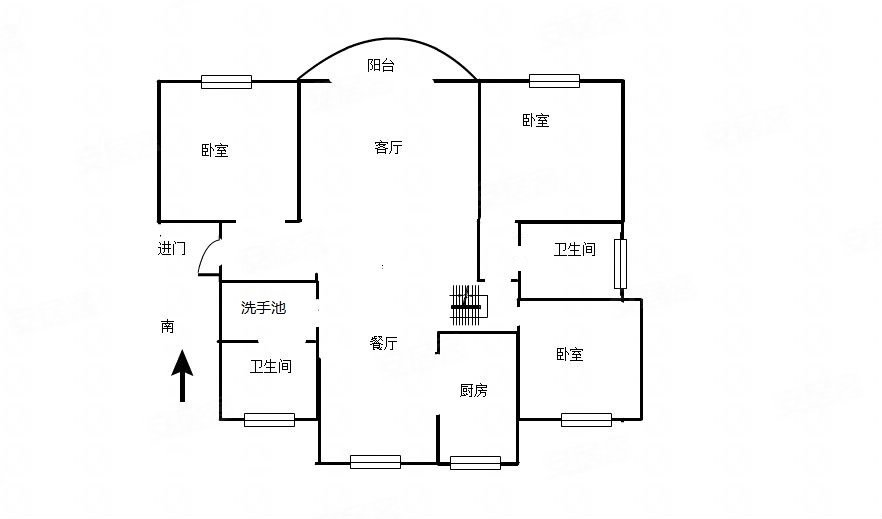 美之国花园3室2厅2卫125.01㎡南北265万