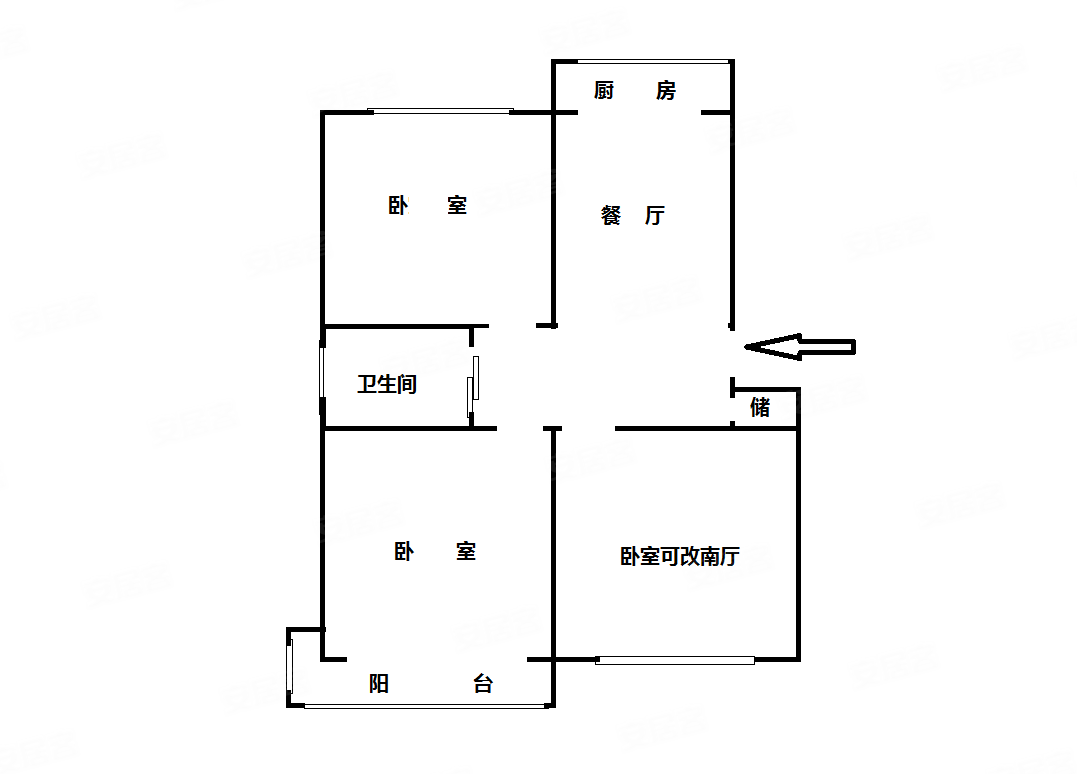 山屏街转山小区三楼田字格户型三室一厅男向无坡