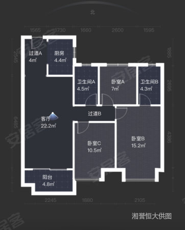 美的铂悦府3室2厅2卫106.1㎡南北72.8万