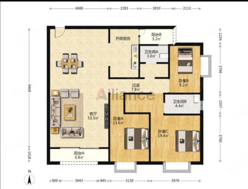 霖雨桥地铁附近 誉峰峰景大三房急售 带车位性价比高