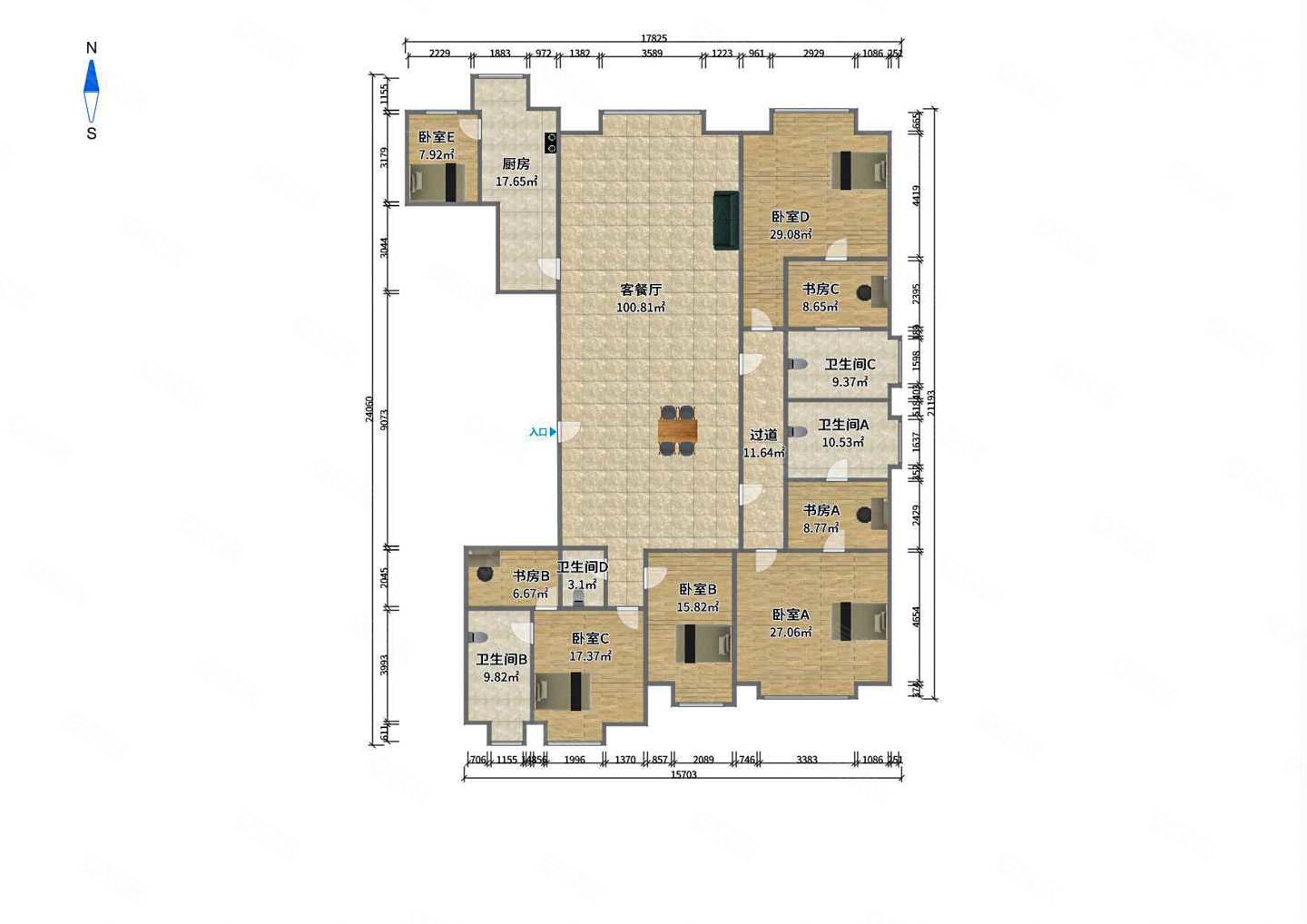 万达公馆5室2厅4卫单价172万