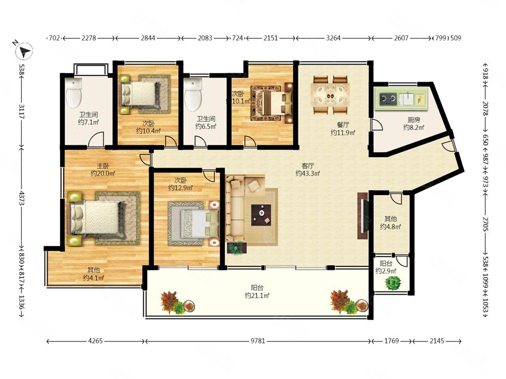 睿智华庭4室2厅2卫132.26㎡南北0万