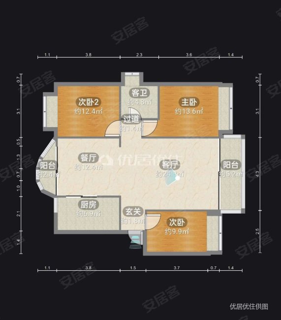 绿色家园3室2厅1卫91㎡南北99.6万