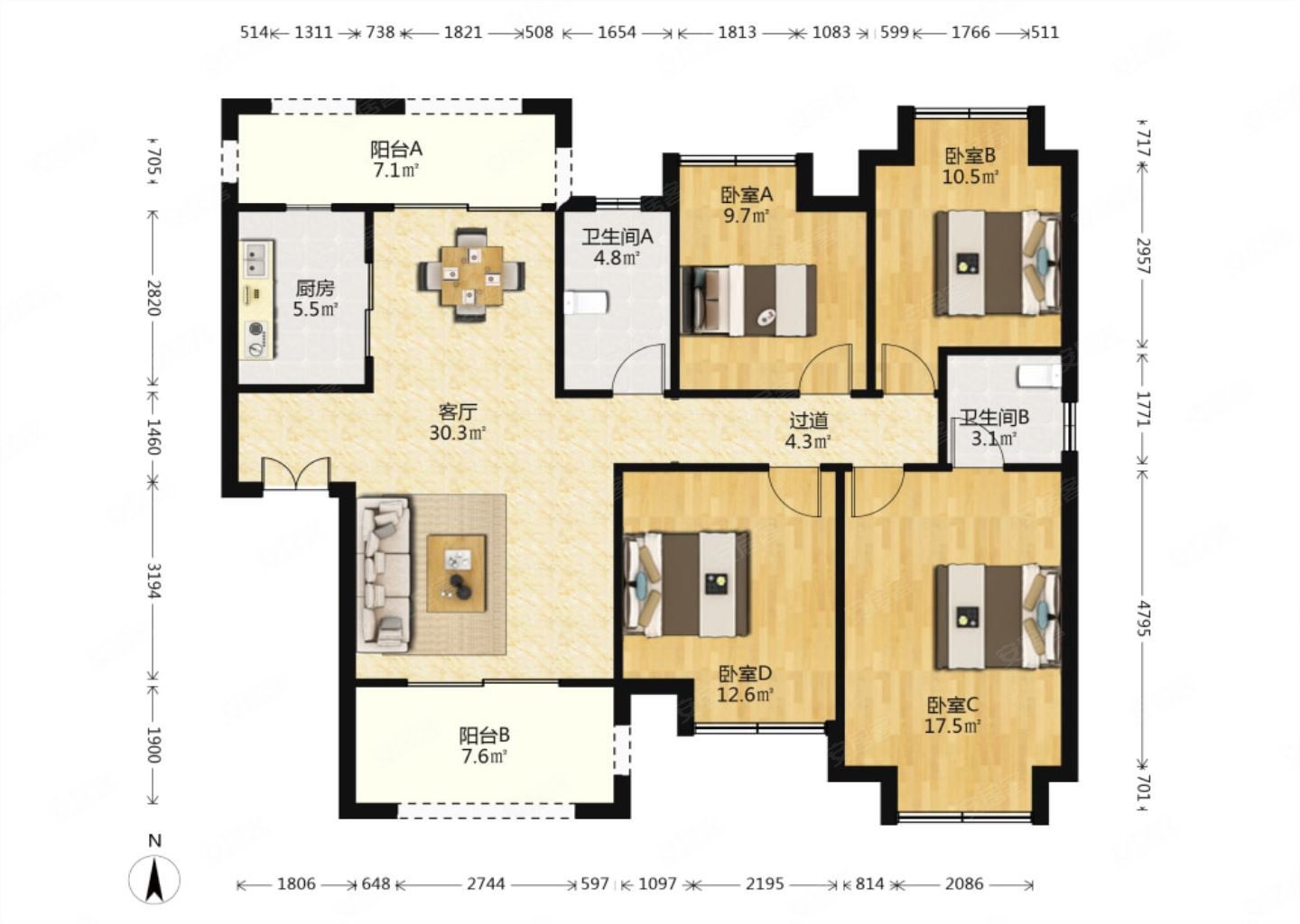 中交三期少有的四房户型周正楼层好有委托钥匙随时看房,中交中央公园