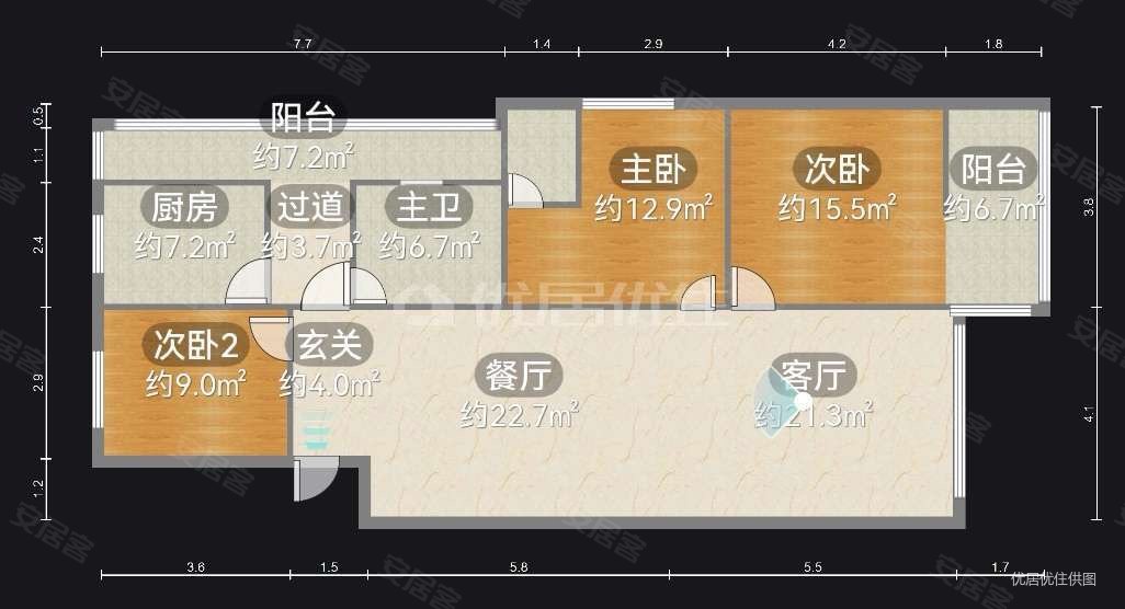 聚辉小区3室2厅2卫132.6㎡南北78.8万