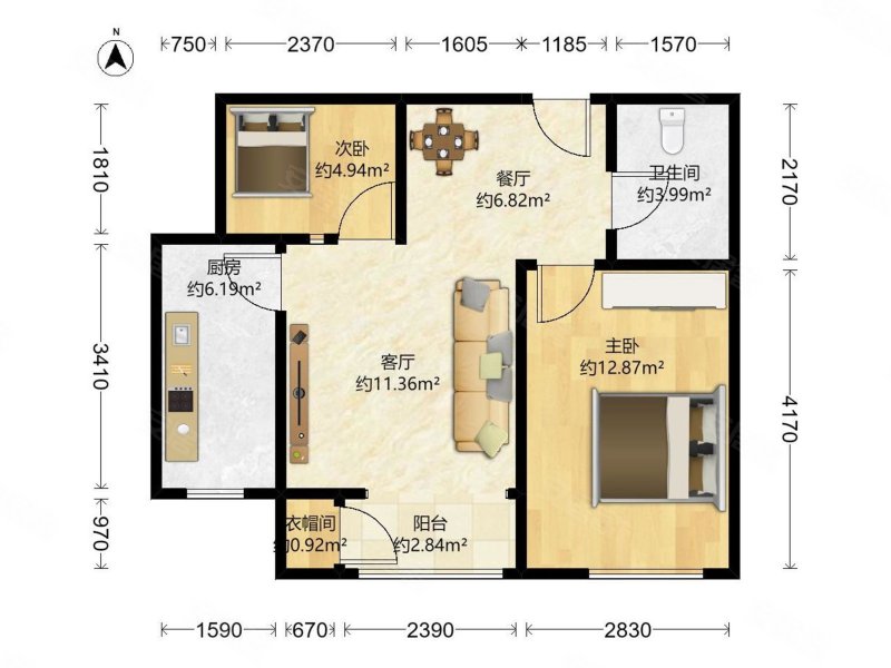中晟馨苑~可做2居~总价低单价低~南朝向~视野开阔~采光好
