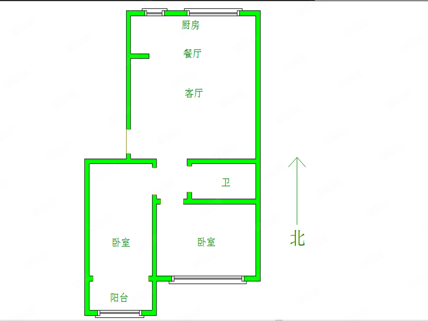 玉峰里2室2厅1卫84㎡南北89万