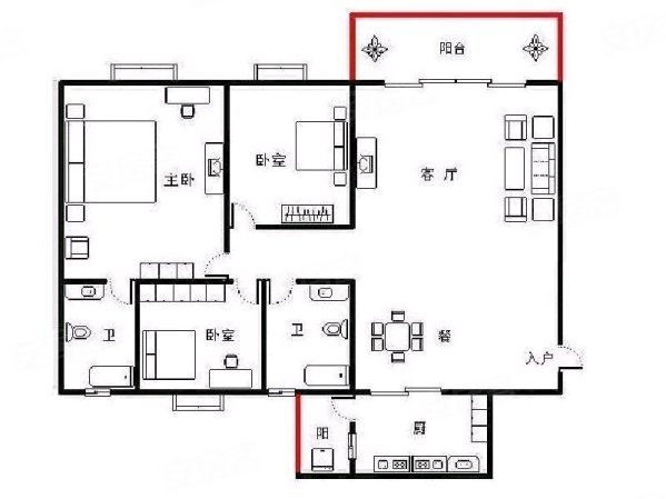 保利香槟花园(C区)3室2厅2卫103㎡东120万